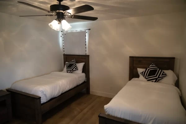 2 twin b&w beds